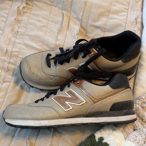 New Balance  Gold Rose gold Black 574 Sneakers